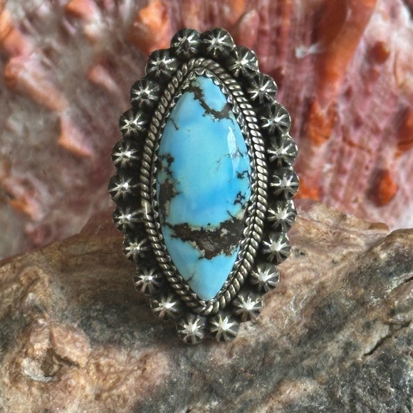 Golden Hills Turquoise Southwestern Sterling Silver Ring - Picture 3 of 7